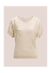 MADELEINE - Kurzarm-Pullover mit glanzvollem Floral-Print - perlweiß / multicolor