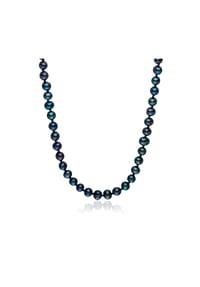 Luluandjane - Damen Kette aus Messing in Silber mit Süßwasser-Zuchtperle - blau