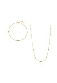 Fiocco JEWELRY - Stella Kette und Armband Zirkonia Brillantschliff weiß, 925 Sterling Silber - gelbgold