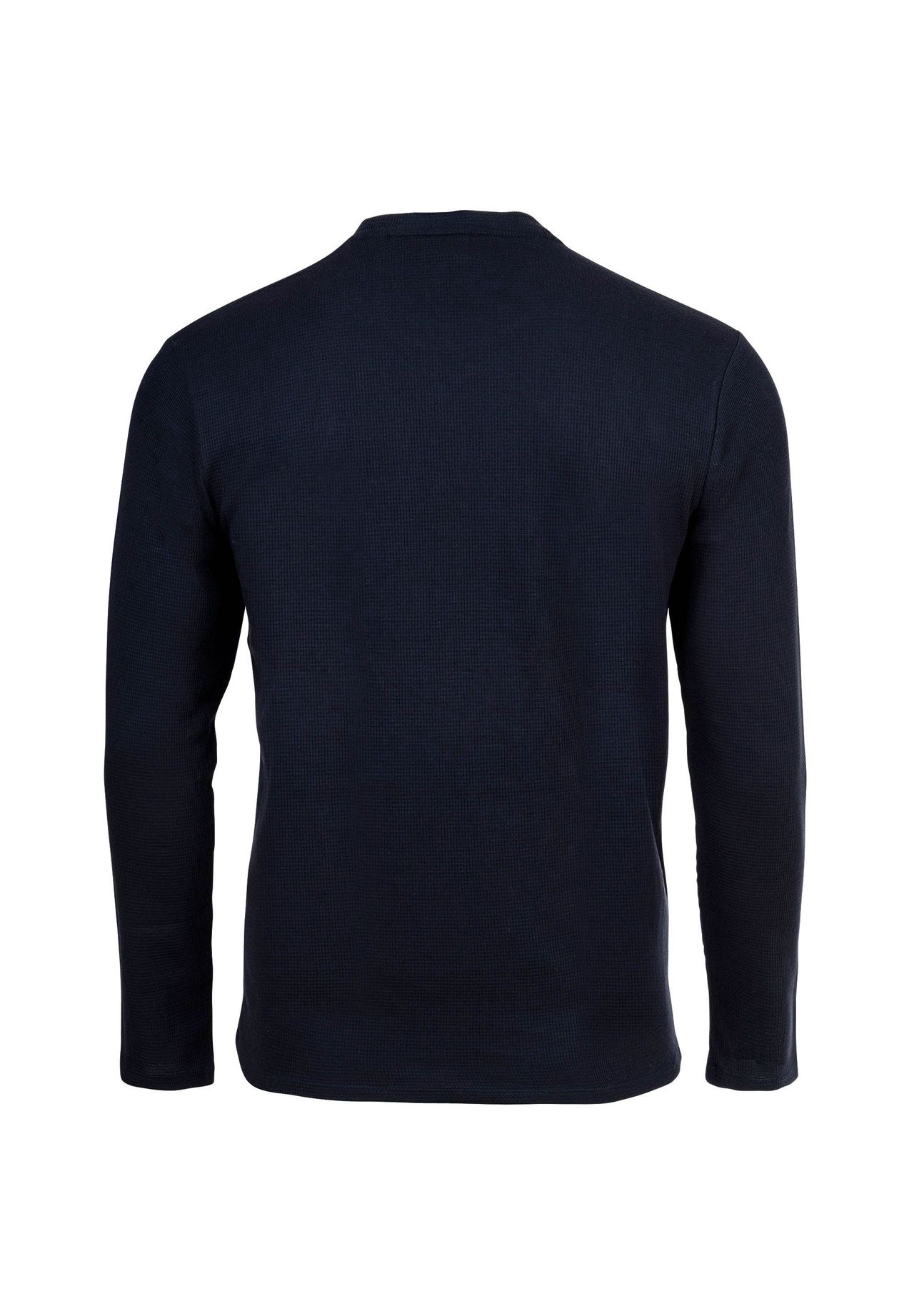 Boss Herren Langarmshirt, Waffeloptik - Waffle Longsleeve, Rundhals, Logo, Baumwollmischun, Blau, M