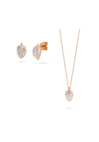 Fiocco JEWELRY - Bella Ohrringe und Kette Zirkonia Baguetteschliff weiß, 925 Sterling Silber - gelbgold