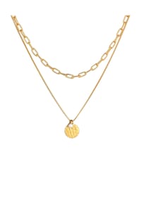 elli. PREMIUM - Halskette Layer Plättchen Layer Figaro 2-Lagig 925 Silber - Gold