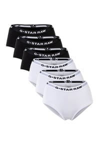 G-STAR RAW - Damen Hipster Slips, 6er Pack - Hipster, Cotton Stretch, Logo, einfarbig - Schwarz