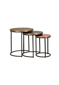 GINER & COLOMER - Große Couchtische aus Metall (45 cm), mittlere (38 cm), kleine (28 cm) im Industriestil – 49 x 45 x 45 cm - mehrfarbig