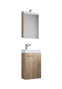 VCM. - 3-tlg Set | Waschplatz für Gäste WC | Gästebad | Waschtisch Toilette | Badmöbel Badezimmer Set - Slito SC - Honig-Eiche