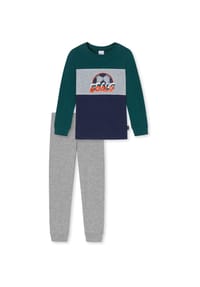 SCHIESSER - Jungen Schlafanzug Set 2-tlg, lang. - Fußball, Kinder, Bio-Baumwolle - Grün/Grau