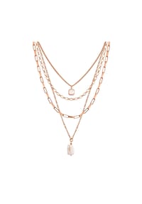Luluandjane - Damen Kette aus Metall-Legierung in Gelbgold mit Glas und Süßwasser-Zuchtperle - gelbgold