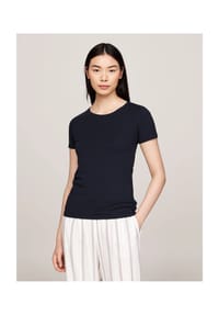 TOMMY HILFIGER - Essential Cotton Schlafanzug-Oberteil, Rundhals, für Damen - 0WU WHITE/DESERT S