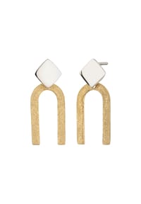 elli. - Ohrringe Ohrstecker U-Form Bicolor Gebürstet 925 Sterling Silber - Zweifarbig