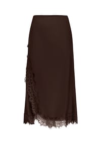zero - Satinrock mit Spitze - Chocolate Plum