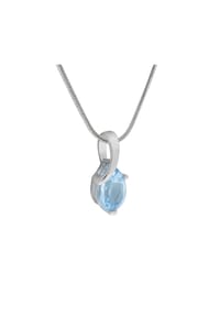 zeeme GEMSTONES - Halskette 925/- Sterling Silber 1 Blautopas beh. - weiß