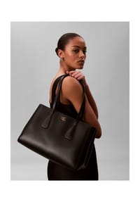 Calvin Klein HARDWARE MONOGRAM - Shopper, Kunstleder, Reißverschluss, für Damen - UB1  BLACK