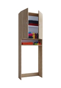 VCM. - Waschmaschinenschrank | Praktischer Überbauschrank mit viel Stauraum | Maße: B. 64 x H. 182 x T. 27 cm | Waschmaschinenregal für Bad und Waschküche | Waschmaschinenüberbauschrank - Lona - Buche