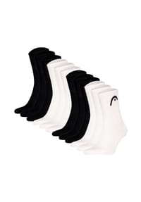 HEAD® - Unisex Socken - 12er Pack, All Sports Training Short Crew, Sportsocken, Logo, einfarbig - 2xSchwarz/2xWeiß
