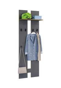 VCM. - Holz Garderoben-Set | Dielenmöbel | Maße pro Paneel: H. 170 x B. 57 x T. 20 cm | pro Paneel 4 Haken | praktische Hutablage - Salia L - Anthrazit