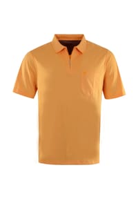 hajo - Shirt Kurzarm-Poloshirt Softknit mit verdecktem Reißverschluss und Brusttasche in Regular Fit - orange