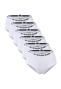 G-STAR RAW - Damen Hipster Slips, 6er Pack - Hipster, Cotton Stretch, Logo, einfarbig - Schwarz