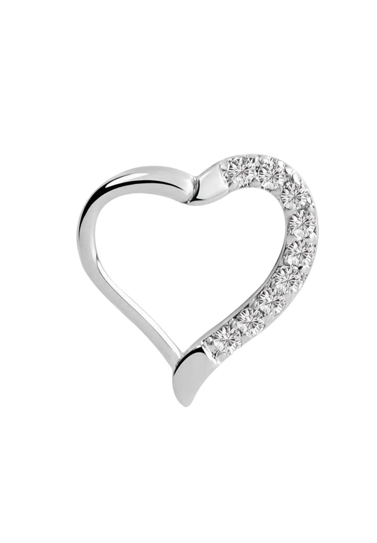 Damen Accessoires Adelias Piercing Smooth Segment Ring Clicker, Herz mit Steinen