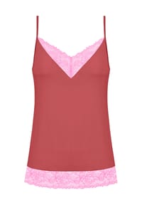 mey - Poetry Style Unterhemd, florale Spitze, V-Ausschnitt, für Damen - 1123 MARSALA RED