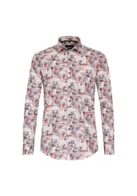 CASAMODA - Herren Freizeithemd Print Casual Fit - Mittelrot