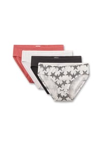 Sanetta - Mädchen Rioslips, 4er Pack - Teens, Slips, Single Jersey, Baumwollmischung - Weiß/Schwarz/Orange
