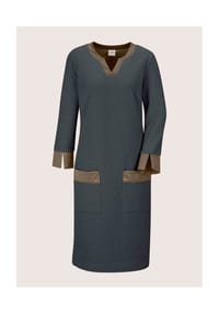 MADELEINE - Elegantes Kleid mit Lederakzenten - cappuccino / perlweiß