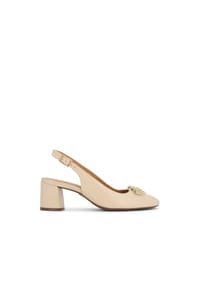 Kazar - Beige naturleder slingback pumps mit Schmuckverzierung - Beige