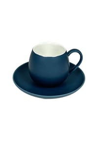 SCHÄFER ELEKTRONIK - 12 Tlg. Kaffeetassen-Set mit Unterteller aus Porzellan 220 ml - Blau 12x