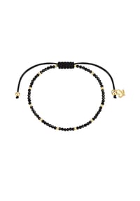 GLANZSTÜCKE MÜNCHEN - Armband Edelstahl gelbgold Textil (schwarz) Spinell schwarz - gelbgold
