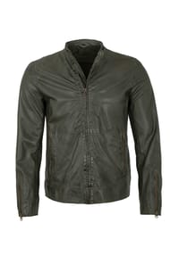 FREAKY NATION® - Herren Lederjacke Lammnappa khaki - urban jungle