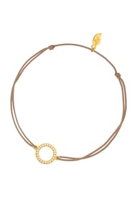 Leaf - Damen Armband, 925er Silber/Textil - BEIGE/GOLD