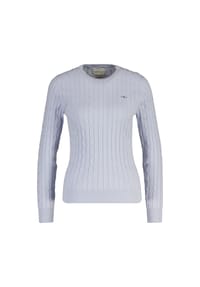 GANT - Damen Pullover - STRETCH COTTON CABLE C-NECK, Rundhals, Zopfstrick, Logo - 113  EGGSHELL