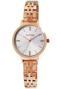 RAPTOR Raptor - Damen Quarz Armbanduhr Fleur mit Edelstahlgliederarmband - 3 ATM - Mineralglas - gold-silber-weiß