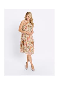 SIEH AN! - Plisseekleid - champagner-hortensie-bedruckt