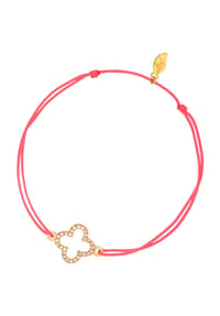 Leaf - Damen Armband, 925er Silber/Textil - SILBER/ROT