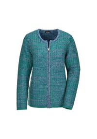 GOLDNER - Strukturjacke mit Rollband - türkis / gemustert