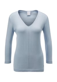 MADELEINE - Schlichter Baumwollpullover mit V-Ausschnitt - bleu