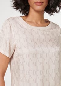 MADELEINE - Bedrucktes Kurzarm-Shirt - perlweiß / helltaupe
