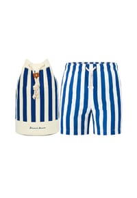 Gassa d'Amante - Badeshorts & Strandtasche (2tlg. Set) Varigotti von Hand genäht mit mediterranem Flair - Dunkelblau-Blau