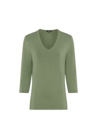 olsen - Shirt mit V-Ausschnitt und 3/4-Ärmeln - Moss Green