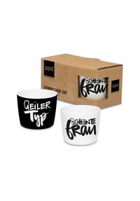 ppd - Eierbecher Typ & Frau Egg Cup Set, 2-tlg., Schwarz / Weiß - Schwarz / Weiß