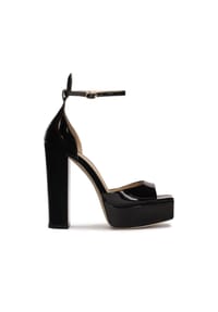 ONE ELEMENT - Schwarze Plateausandalen aus Lackleder - Schwarz