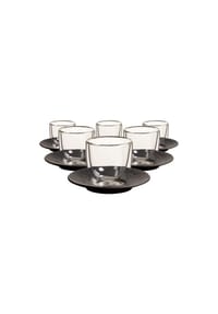 Villeroy & Boch Espressogläser mit Untertassen Manufacture Rock 70 ml 6er Set schwarz - MANUFACTURE ROCK - schwarz