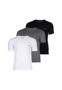 HUGO - Herren T-Shirt, 3er Pack - Rundhals, kurzarm, Logo, Baumwolle, uni - Blau/Grau