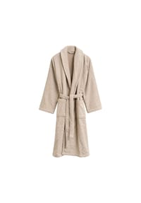 GANT - Unisex Bademantel - JACQUARD HERRINGBONE ROBE, Schalkragen, Fischgrätmuster - Beige
