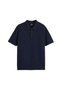 SCOTCH & SODA - Herren Poloshirt - Core Structured Knitted Regular Fit Polo, Kurzarm, Struktur, Knopfleiste, Baumwolle - Dunkelblau
