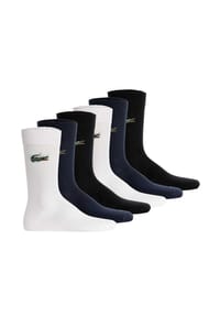 LACOSTE - Unisex Socken, 6er Pack - Long Cotton Blend Jersey Socks, Business-Socken, Logo, einfarbig - Dunkelblau