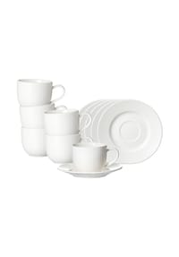 Ritzenhoff & Breker Kaffeetassen mit Untertassen Saphir 220 ml 6er Set weiß - SAPHIR - weiß