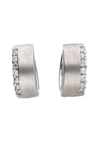 SMART JEWEL® - Klappcreolen glanz, matt, gebürstet mit Zirkoniasteine, Silber 925 - silber