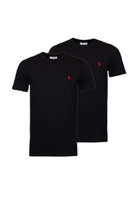 U.S. POLO ASSN. - Herren T-Shirts, 2er Pack - Rundhals, Logo-Stickerei, Baumwolle - Schwarz